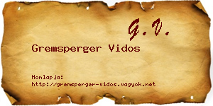 Gremsperger Vidos névjegykártya
